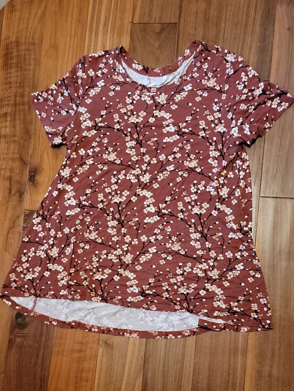 Floral Short-Sleeve Tunic Top - Rust Pink